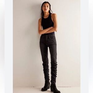 We The Free Dahlia Stacked Straight Leg Jeans Washed Black